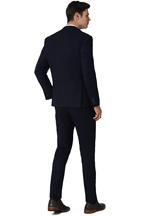 Daniel Crest Polyester Blend Men Navy Three Piece Suit Business Vest (PIS3SNSF687966 40) - Image 2