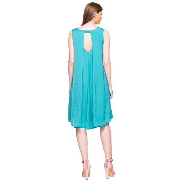 Kimiku Womens V Neck Slub Layered Skater Dress - Image 2