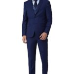Daan Velsor Men's Wool Blend Navy Four Piece Suit Business Pants Set (VHSUWSLFN33199 44)