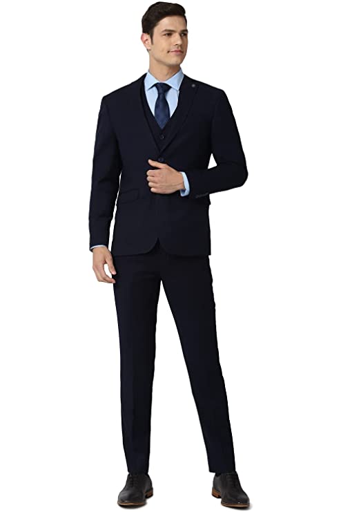 Daniel Crest Polyester Blend Men Navy Three Piece Suit Business Vest (PIS3SNSF687966 40)