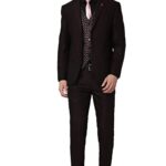 Daan Velsor Men's Polyester Blend Brown Three Piece Suit Business Pants Set (VHSUCSLFL78182 44)