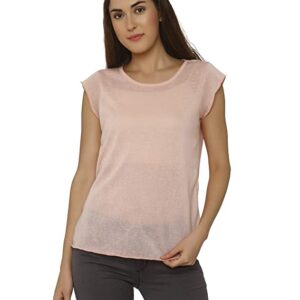 Kimiku Womens Round Neck Slub T-Shirt