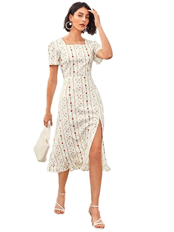 Lyno Women's Polyester A-Line Below The Knee Dress