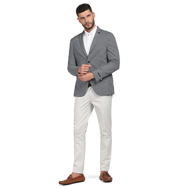 Grey Hook Structured Polyester Cotton Slim Fit Mens Casual Wear Jacket - Image 3