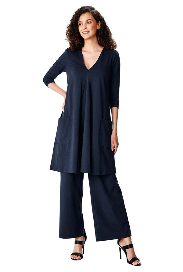Zeps Clothing | Women's Cotton Knit Tunic And Pant Set - Image 3