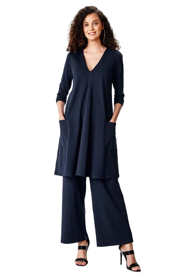 Zeps Clothing | Women's Cotton Knit Tunic And Pant Set - Image 4