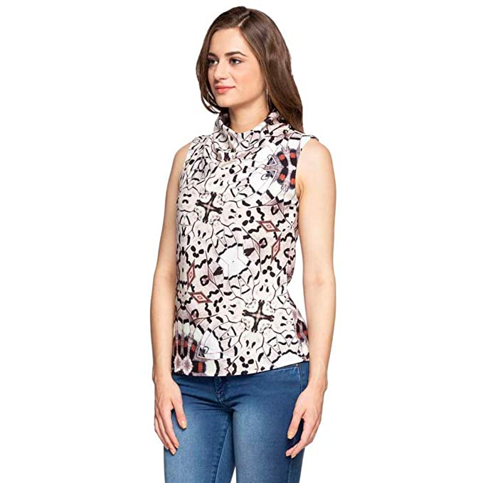 Kimiku Womens Cowl Neck Printed Top - Image 3