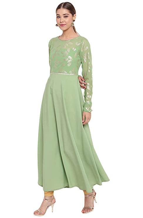 Jana Women's Light Green Poly Crepe Kurta - Image 3
