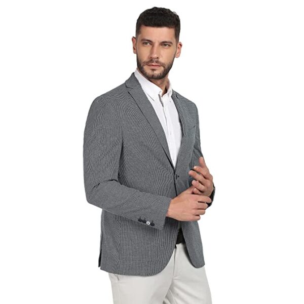Grey Hook Structured Polyester Cotton Slim Fit Mens Casual Wear Jacket - Image 2