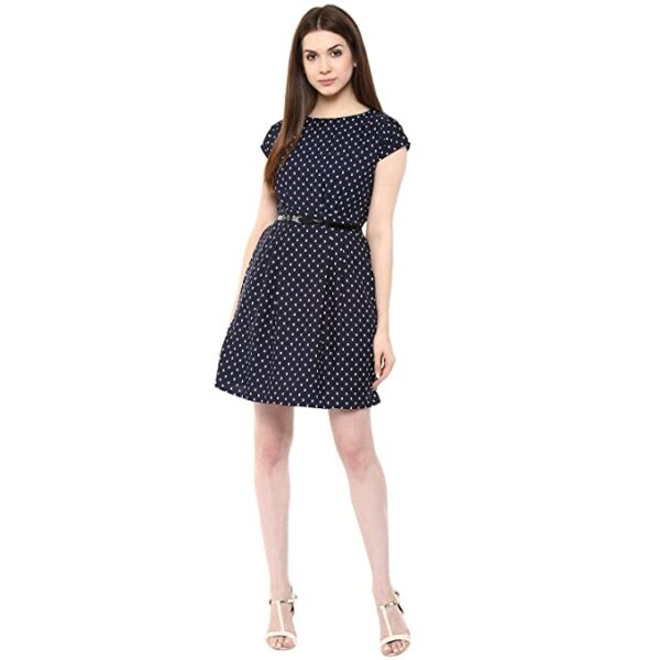 mayra Women's Polyster Crepe Navy Blue Color Dress - Image 2