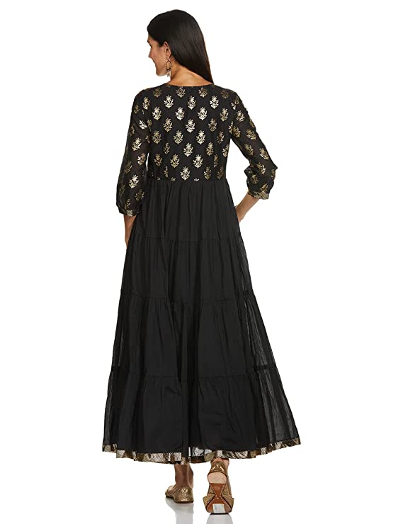 Women's Cotton Fit and Flare Below The Knee Dress - Image 2