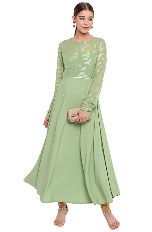 Jana Women's Light Green Poly Crepe Kurta