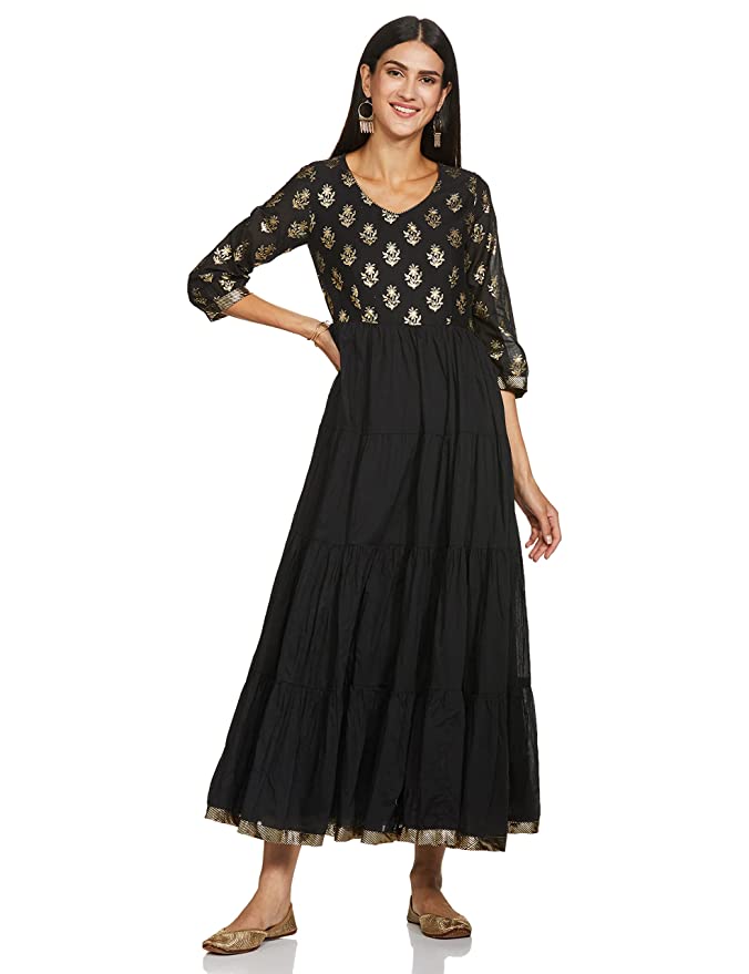 Women's Cotton Fit and Flare Below The Knee Dress