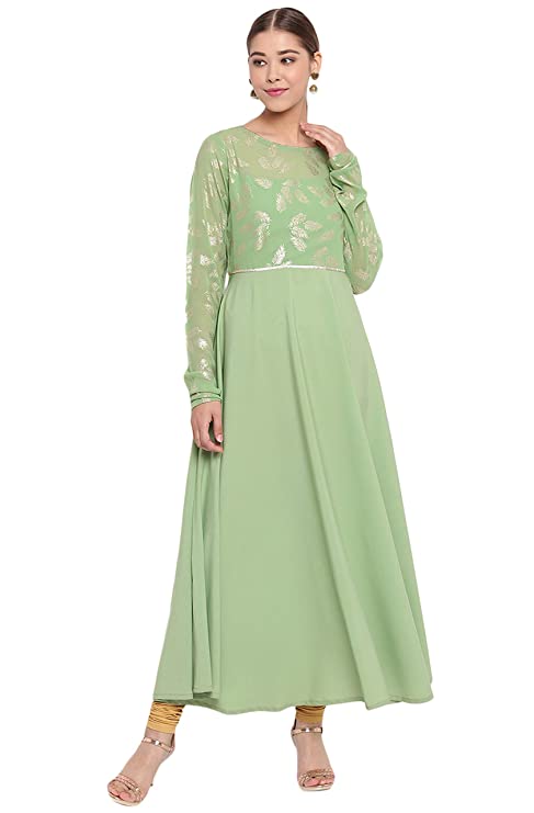 Jana Women's Light Green Poly Crepe Kurta - Image 2