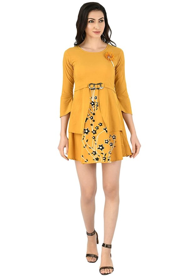 YOGYATA Women’s Stylish Fashionable Half Sleeves Designer Super Soft Round Neck One Piece Dress