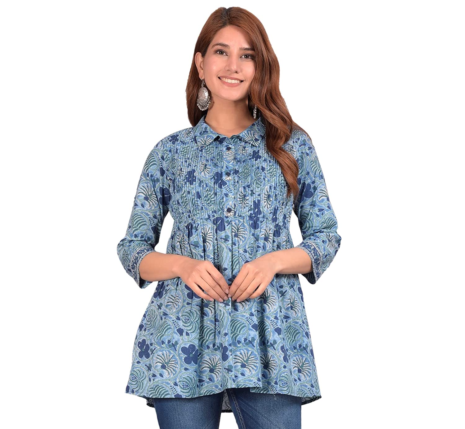 COTLAND Fashions Jaipuri Cotton Casual Stylish Printed Peplum Top for Women