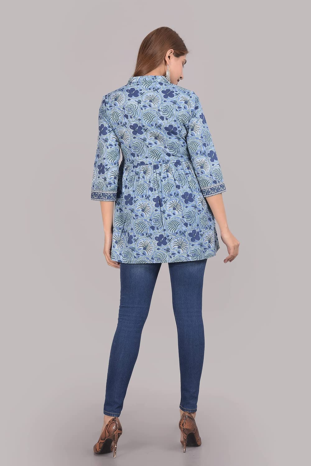 COTLAND Fashions Jaipuri Cotton Casual Stylish Printed Peplum Top for Women - Image 3