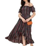 Women's Crepe A-Line Maxi Dress (Smocked}