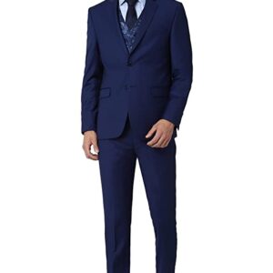 Van Heusen Men's Wool Blend Navy Four Piece Suit Business Pants Set (VHSUWSLFN33199 44)