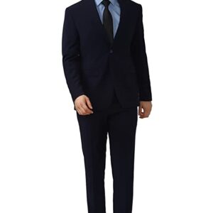 Peter England Men's Polyester Blend Two Piece Business Suit Pants Set (PISUONSPS21832_Black_36)