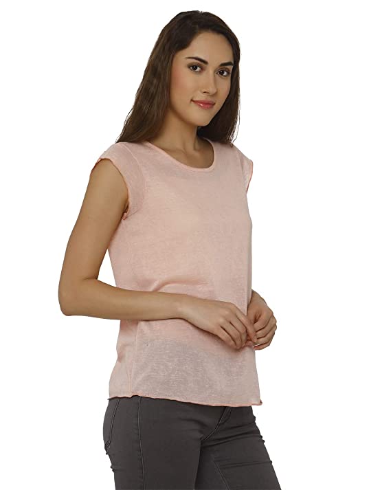 VERO MODA Womens Round Neck Slub T-Shirt - Image 3