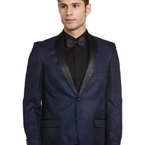 Arrow Men Dark Blue Self Design Blazer